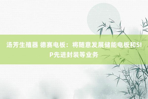 汤芳生殖器 德赛电板：将随意发展储能电板和SIP先进封装等业务