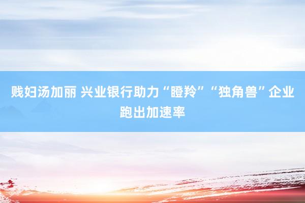 贱妇汤加丽 兴业银行助力“瞪羚”“独角兽”企业跑出加速率