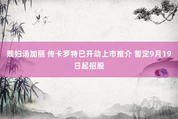 贱妇汤加丽 传卡罗特已开动上市推介 暂定9月19日起招股