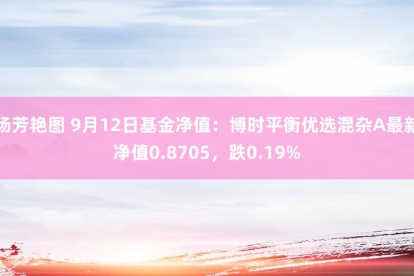 汤芳艳图 9月12日基金净值：博时平衡优选混杂A最新净值0.8705，跌0.19%