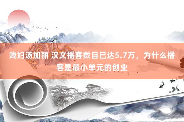 贱妇汤加丽 汉文播客数目已达5.7万，为什么播客是最小单元的创业