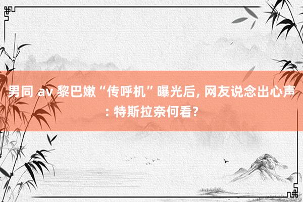 男同 av 黎巴嫩“传呼机”曝光后， 网友说念出心声: 特斯拉奈何看?
