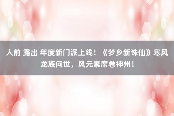 人前 露出 年度新门派上线！《梦乡新诛仙》寒风龙族问世，风元素席卷神州！