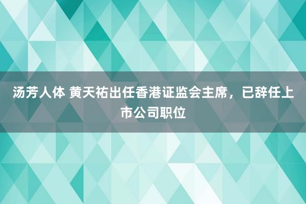 汤芳人体 黄天祐出任香港证监会主席，已辞任上市公司职位