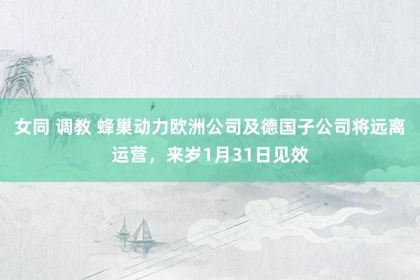 女同 调教 蜂巢动力欧洲公司及德国子公司将远离运营，来岁1月31日见效