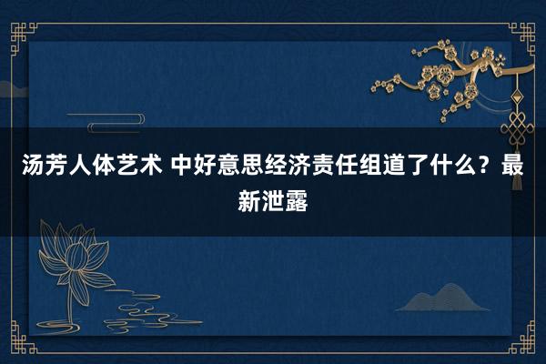 汤芳人体艺术 中好意思经济责任组道了什么？最新泄露
