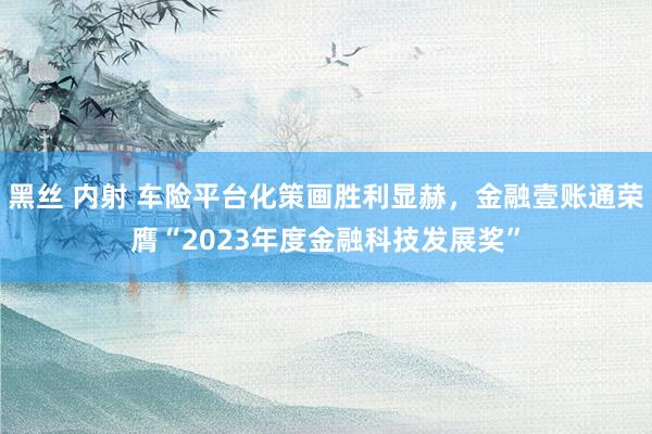黑丝 内射 车险平台化策画胜利显赫，金融壹账通荣膺“2023年度金融科技发展奖”