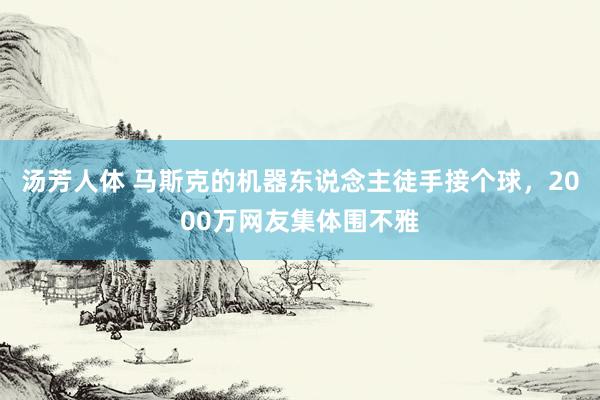汤芳人体 马斯克的机器东说念主徒手接个球，2000万网友集体围不雅