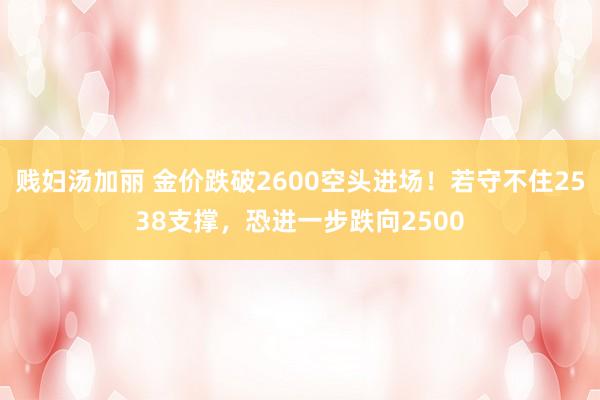 贱妇汤加丽 金价跌破2600空头进场！若守不住2538支撑，恐进一步跌向2500