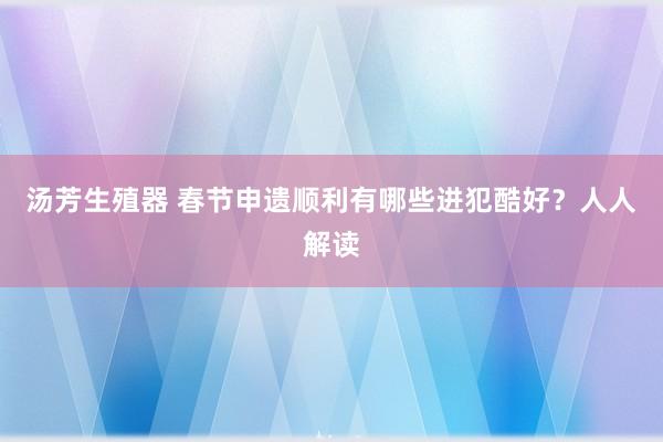 汤芳生殖器 春节申遗顺利有哪些进犯酷好？人人解读