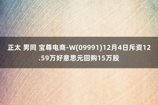 正太 男同 宝尊电商-W(09991)12月4日斥资12.59万好意思元回购15万股