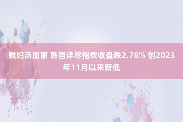贱妇汤加丽 韩国详尽指数收盘跌2.78% 创2023年11月以来新低
