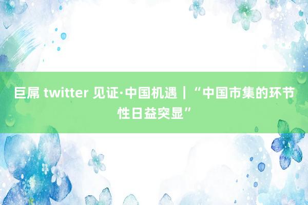 巨屌 twitter 见证·中国机遇｜“中国市集的环节性日益突显”