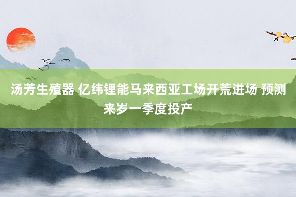 汤芳生殖器 亿纬锂能马来西亚工场开荒进场 预测来岁一季度投产