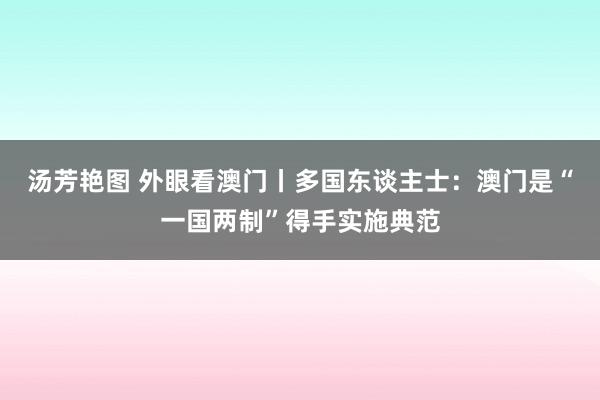 汤芳艳图 外眼看澳门丨多国东谈主士：澳门是“一国两制”得手实施典范