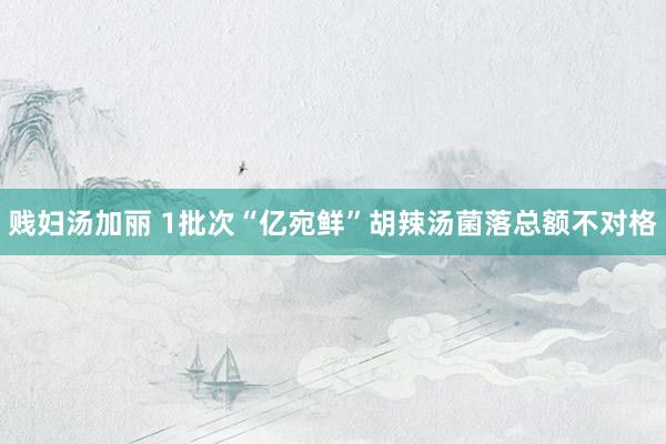 贱妇汤加丽 1批次“亿宛鲜”胡辣汤菌落总额不对格