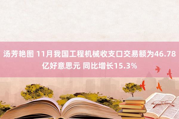 汤芳艳图 11月我国工程机械收支口交易额为46.78亿好意思元 同比增长15.3%