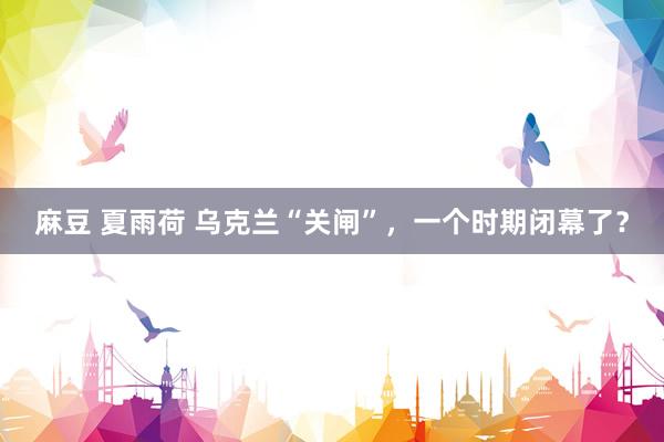 麻豆 夏雨荷 乌克兰“关闸”，一个时期闭幕了？
