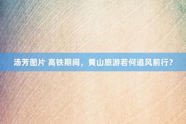 汤芳图片 高铁期间，黄山旅游若何追风前行？