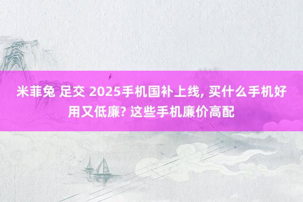 米菲兔 足交 2025手机国补上线， 买什么手机好用又低廉? 这些手机廉价高配