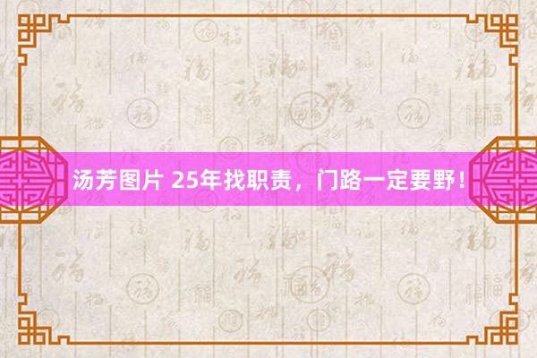 汤芳图片 25年找职责，门路一定要野！