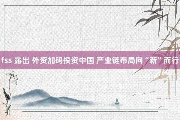 fss 露出 外资加码投资中国 产业链布局向“新”而行