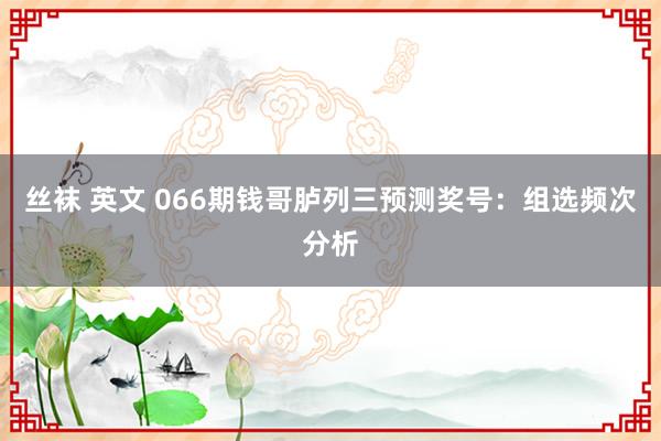 丝袜 英文 066期钱哥胪列三预测奖号：组选频次分析
