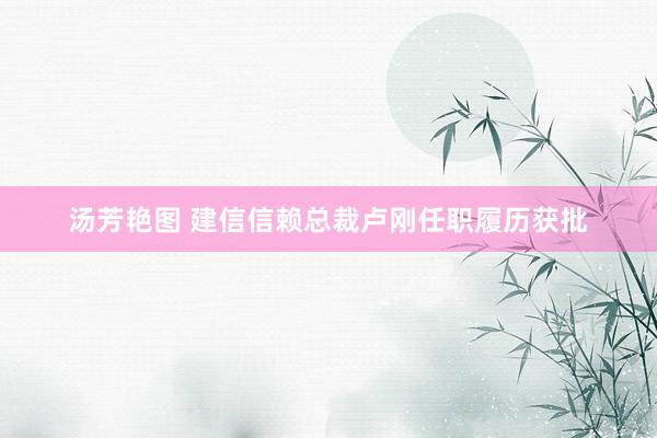 汤芳艳图 建信信赖总裁卢刚任职履历获批