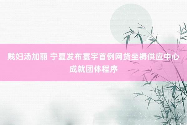 贱妇汤加丽 宁夏发布寰宇首例网货坐褥供应中心成就团体程序
