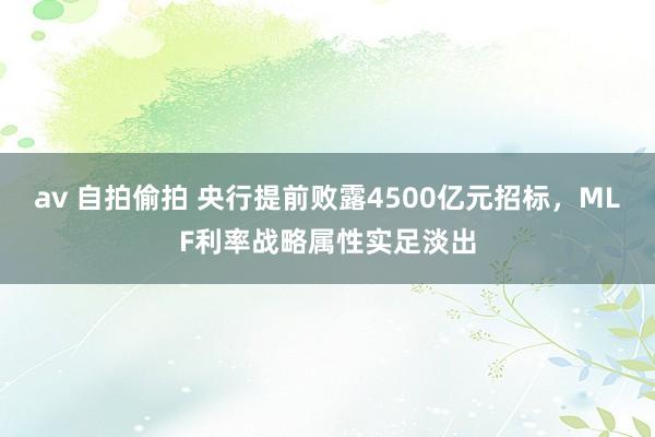 av 自拍偷拍 央行提前败露4500亿元招标，MLF利率战略属性实足淡出