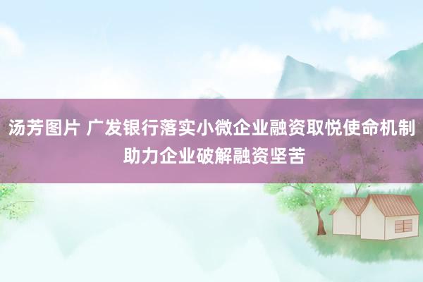 汤芳图片 广发银行落实小微企业融资取悦使命机制 助力企业破解融资坚苦