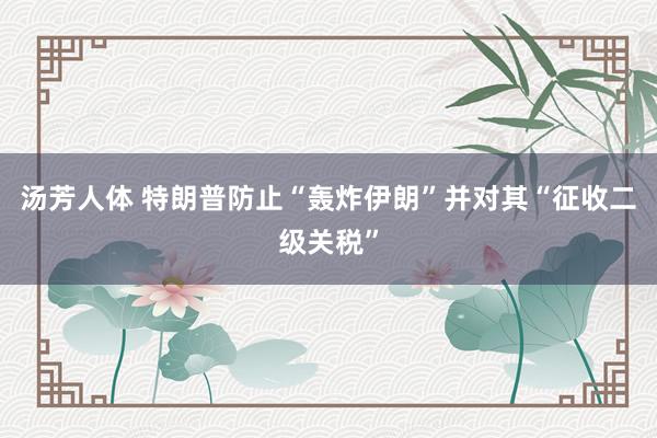 汤芳人体 特朗普防止“轰炸伊朗”并对其“征收二级关税”
