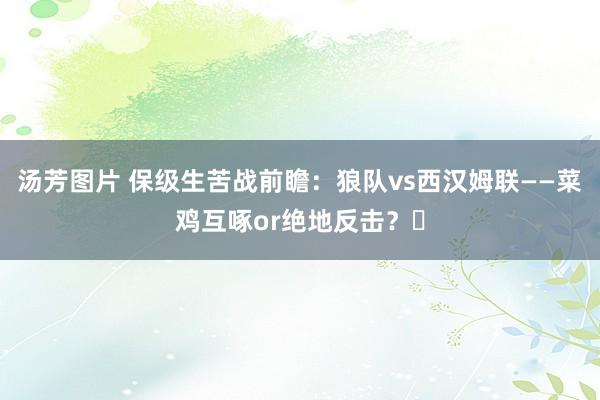 汤芳图片 保级生苦战前瞻：狼队vs西汉姆联——菜鸡互啄or绝地反击？‌