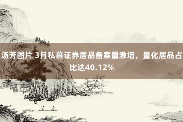汤芳图片 3月私募证券居品备案量激增，量化居品占比达40.12%