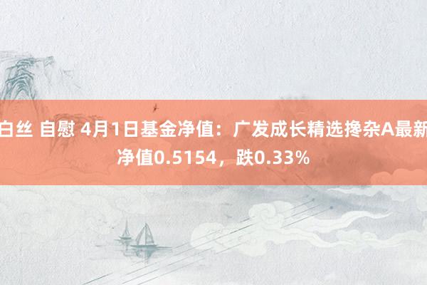 白丝 自慰 4月1日基金净值：广发成长精选搀杂A最新净值0.5154，跌0.33%