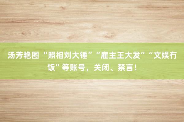 汤芳艳图 “照相刘大锤”“雇主王大发”“文娱冇饭”等账号，关闭、禁言！