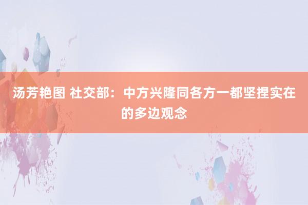 汤芳艳图 社交部：中方兴隆同各方一都坚捏实在的多边观念