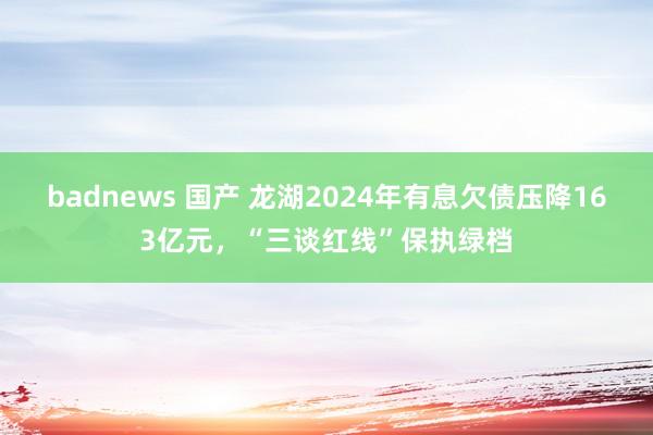badnews 国产 龙湖2024年有息欠债压降163亿元，“三谈红线”保执绿档