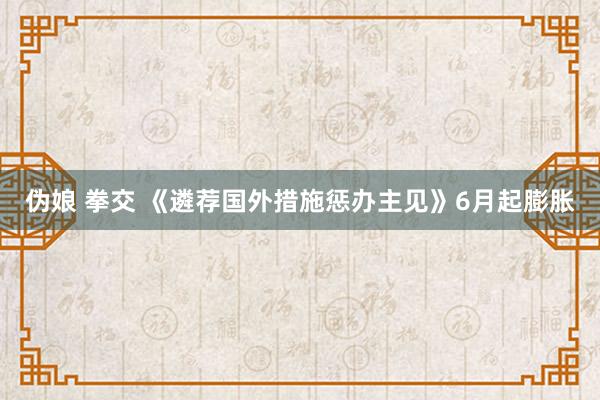 伪娘 拳交 《遴荐国外措施惩办主见》6月起膨胀
